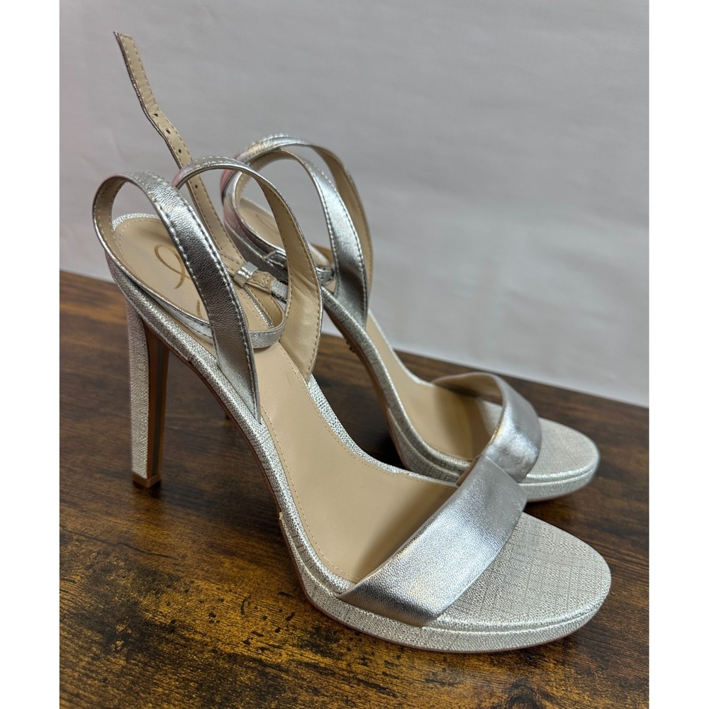 Sam Edelman Leather Jade Silver Metallic Platform Stiletto Pumps Size 11 M Heels - Picture 16 of 16